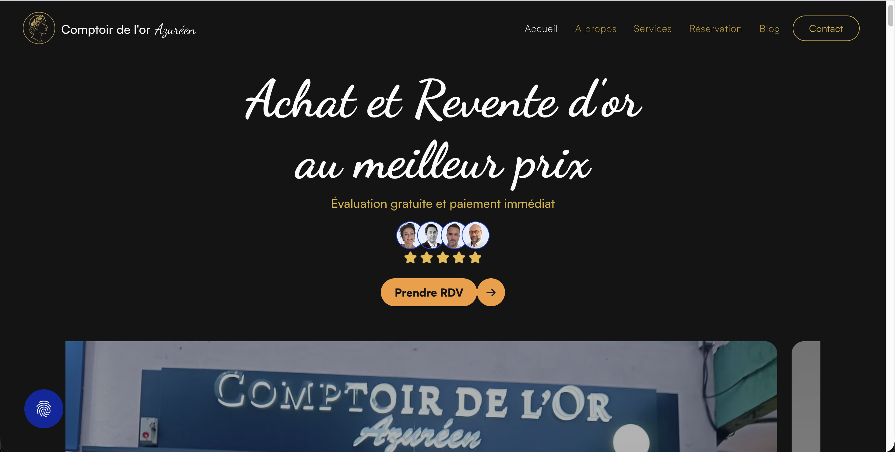 Capture d'un site pour comptoir de l'or